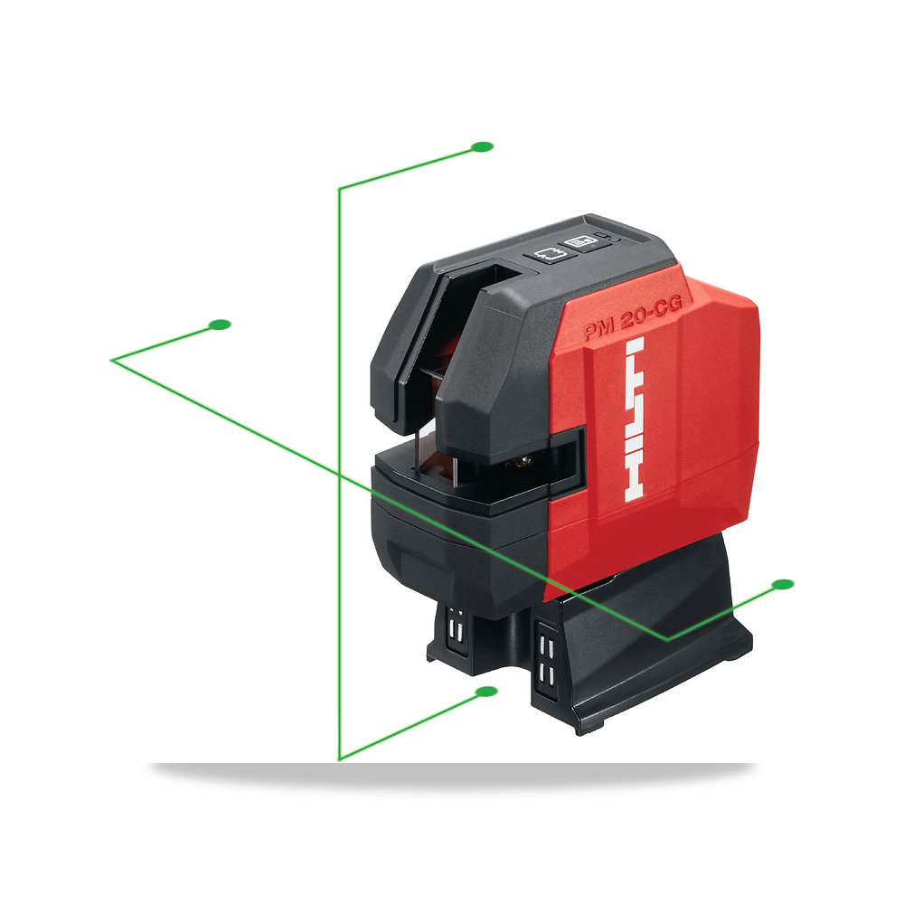 جهاز ميزان ليزر خطي ودوار للتسوية المساحية هيلتي (Hilti) موديل PM 20-CGE (High-precision plumb and cross line laser)