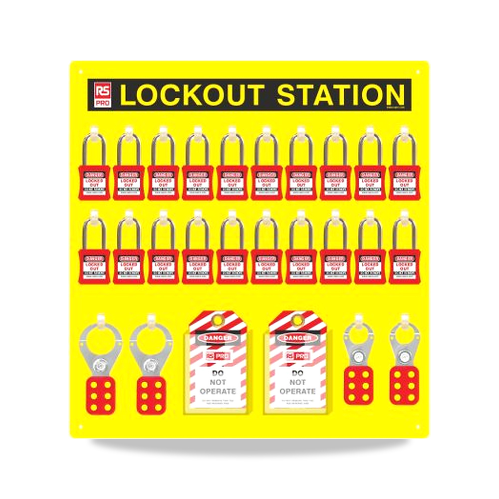 قفل وأداة عزل وتأمين مصادر الطاقة (Lockout) قفل تعليق أصفر 508 مم 533 مم RS PRO موديل 642-801