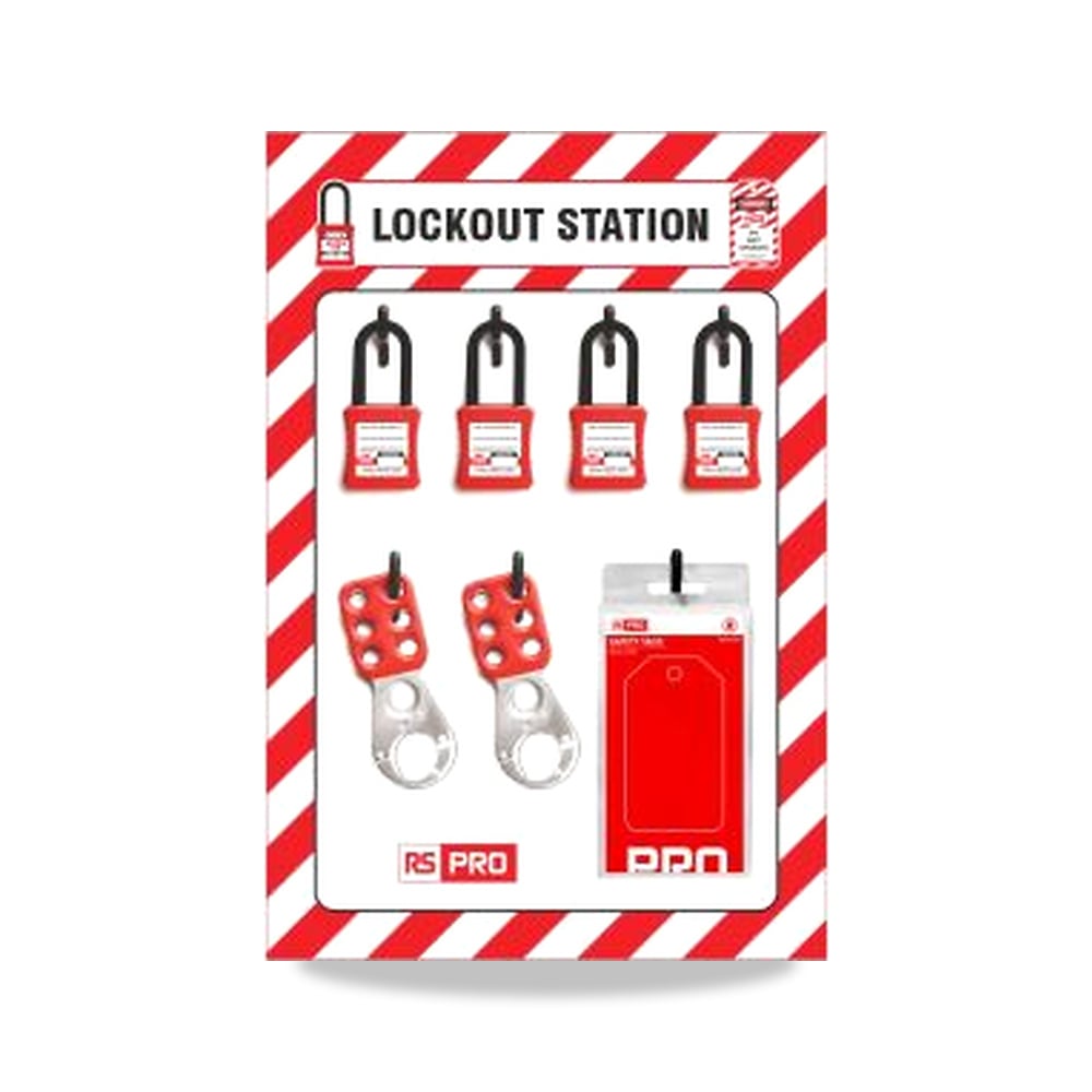 قفل وأداة عزل وتأمين مصادر الطاقة (Lockout) قفل تعليق أبيض 292 مم 432 مم RS PRO موديل 710-516
