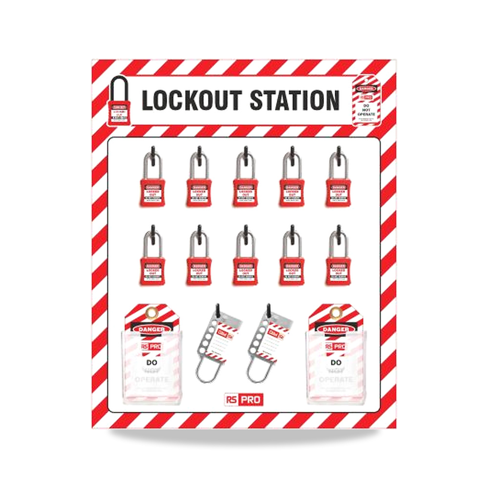 قفل وأداة عزل وتأمين مصادر الطاقة (Lockout) قفل تعليق أبيض 483 مم 584 مم RS PRO موديل 710-517