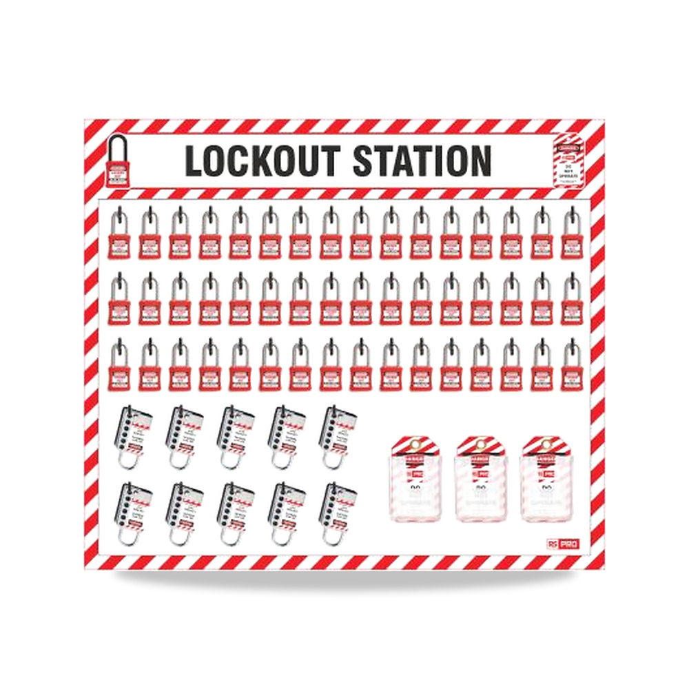 قفل وأداة عزل وتأمين مصادر الطاقة (Lockout) قفل تعليق أبيض 940 مم 813 مم RS PRO موديل 642-802