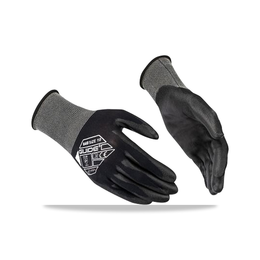 صورة منتج معدة وقاية وسلامة مهنية نايلون أسود GUIDE GLOVES موديل GUIDE 648 T7 – نوع الخامة Elastane, Nylon, Polyurethane - كود الصنف reemco-2027-0018295 - ماركة يباع من خلال reemco - توريد وتصوير حصري لشركة ريمكو القابضة السعودية