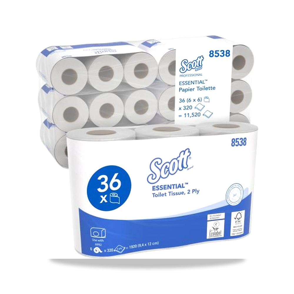 صورة منتج مناديل رول حمام وورق تواليت وتنشيف 110 مم 45 مم 38.4 متر SCOTT موديل 8538 – الطول 38.4m – المقاس Standard - كود الصنف reemco-2027-0037027 - ماركة يباع من خلال reemco - توريد وتصوير حصري لشركة ريمكو القابضة السعودية