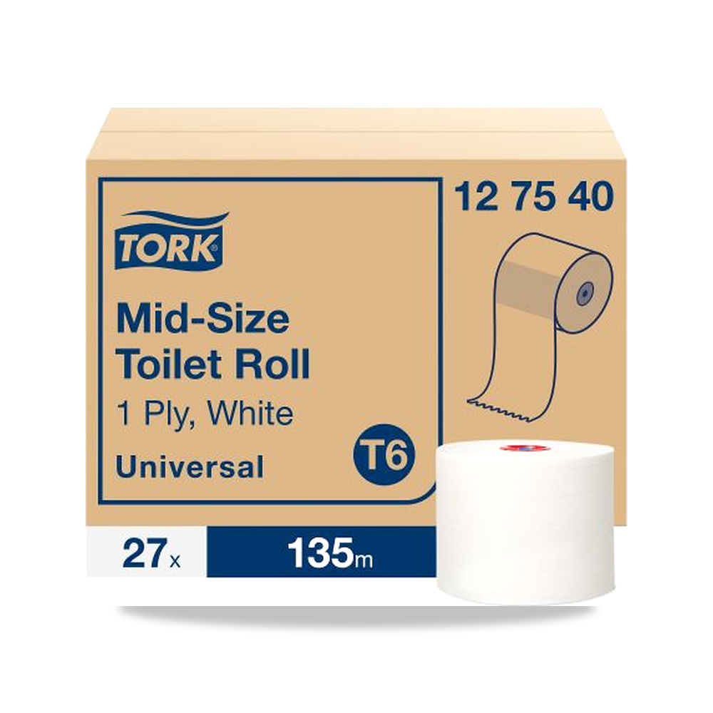 صورة منتج مناديل رول حمام وورق تواليت وتنشيف 132 مم 35 مم Tork موديل 127540 – المقاس Mid Size - كود الصنف reemco-2027-0037465 - ماركة يباع من خلال reemco - توريد وتصوير حصري لشركة ريمكو القابضة السعودية