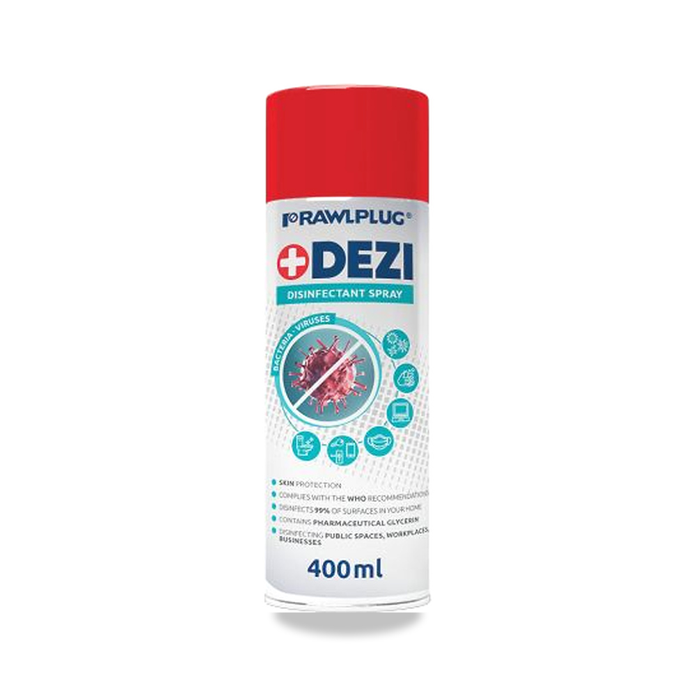 صورة منتج منظف ومعقم ومستلزمات عناية ودورات مياه 400 مل RawlPlug موديل R-DEZI-400-EN – المقاس 400 ml – نوع الخامة Alcohol - كود الصنف reemco-2027-0118636 - ماركة يباع من خلال reemco - توريد وتصوير حصري لشركة ريمكو القابضة السعودية