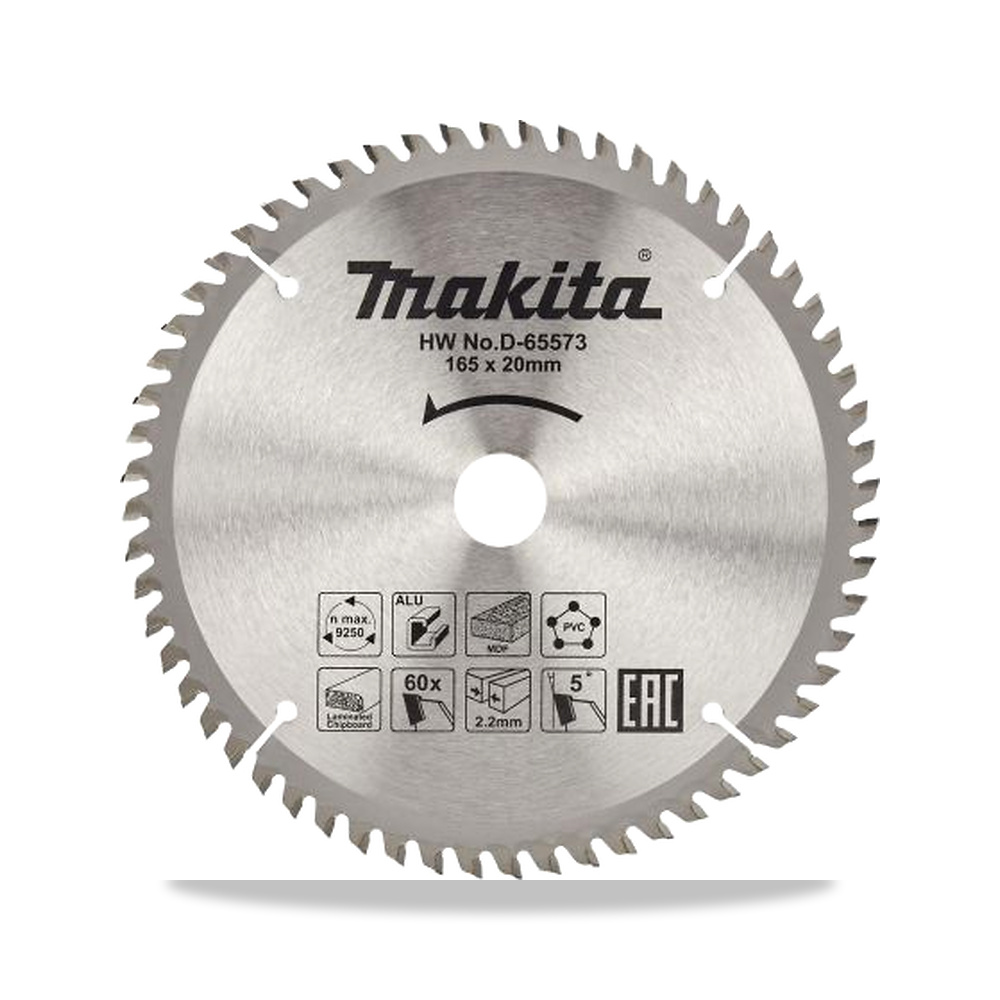 صورة منتج منشار دائري كهربائي بولي فينيل كلورايد (PVC) ألومنيوم 165 مم Makita موديل D-81206 – 20 مم – نوع الخامة Tungsten Carbide - كود الصنف reemco-2027-0224866 - ماركة يباع من خلال reemco - توريد وتصوير حصري لشركة ريمكو القابضة السعودية
