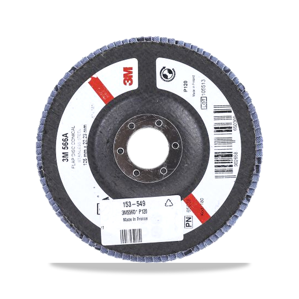 صورة منتج قرص صنفرة وتجليخ مروحية (Flap Disc) ألومنيوم 566 أمبير 125 مم 3 متر 22 مم 3M موديل 3M556D B61795 - كود الصنف reemco-2027-0227723 - ماركة يباع من خلال reemco - توريد وتصوير حصري لشركة ريمكو القابضة السعودية