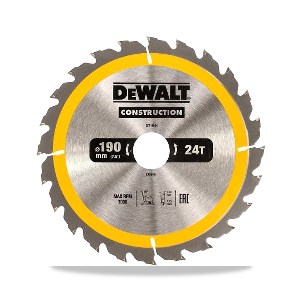 صورة منتج منشار دائري كهربائي شفرة وسلاح قطع 190 مم DeWALT موديل DT1944-QZ – 30 مم – نوع الخامة Tungsten Carbide - كود الصنف reemco-2027-0229997 - ماركة يباع من خلال reemco - توريد وتصوير حصري لشركة ريمكو القابضة السعودية