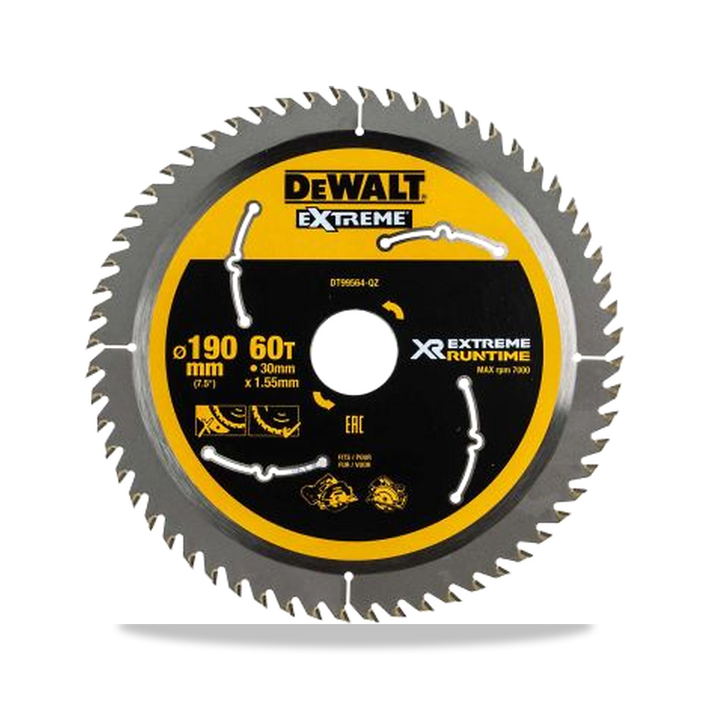 صورة منتج منشار دائري كهربائي خشب شفرة وسلاح قطع 190 مم DeWALT موديل DT99564-QZ – 30 مم – نوع الخامة Tungsten Carbide - كود الصنف reemco-2027-0236219 - ماركة يباع من خلال reemco - توريد وتصوير حصري لشركة ريمكو القابضة السعودية