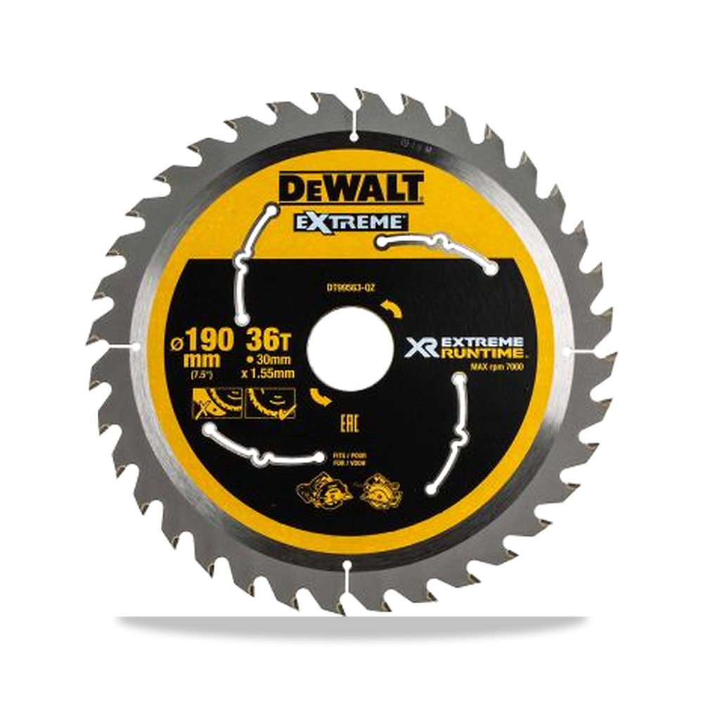 صورة منتج منشار دائري كهربائي خشب شفرة وسلاح قطع 190 مم DeWALT موديل DT99563-QZ – 30 مم – نوع الخامة Tungsten Carbide - كود الصنف reemco-2027-0239113 - ماركة يباع من خلال reemco - توريد وتصوير حصري لشركة ريمكو القابضة السعودية