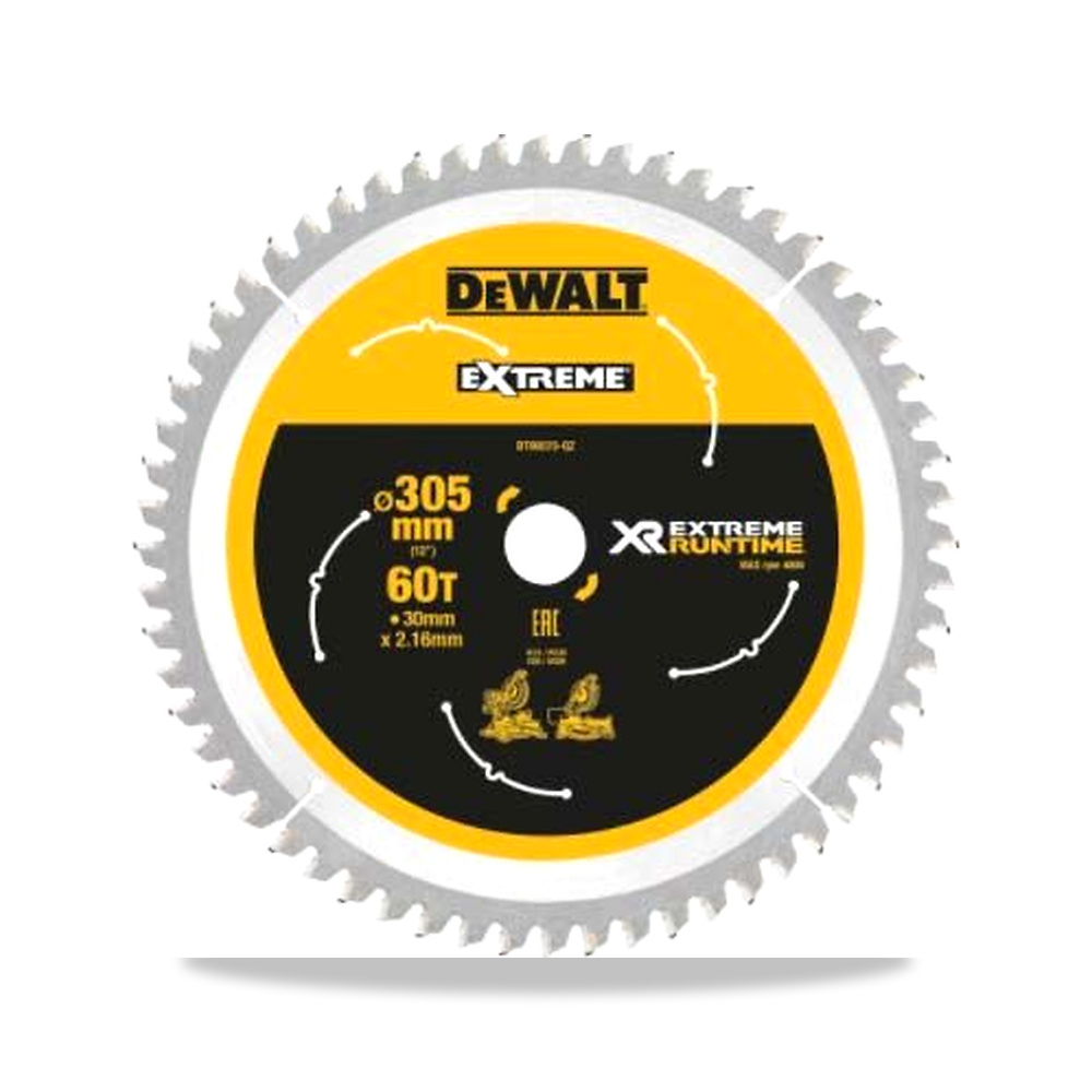 صورة منتج منشار دائري كهربائي خشب شفرة وسلاح قطع 305 مم DeWALT موديل DT99575-QZ – 30 مم – نوع الخامة Tungsten Carbide - كود الصنف reemco-2027-0240155 - ماركة يباع من خلال reemco - توريد وتصوير حصري لشركة ريمكو القابضة السعودية