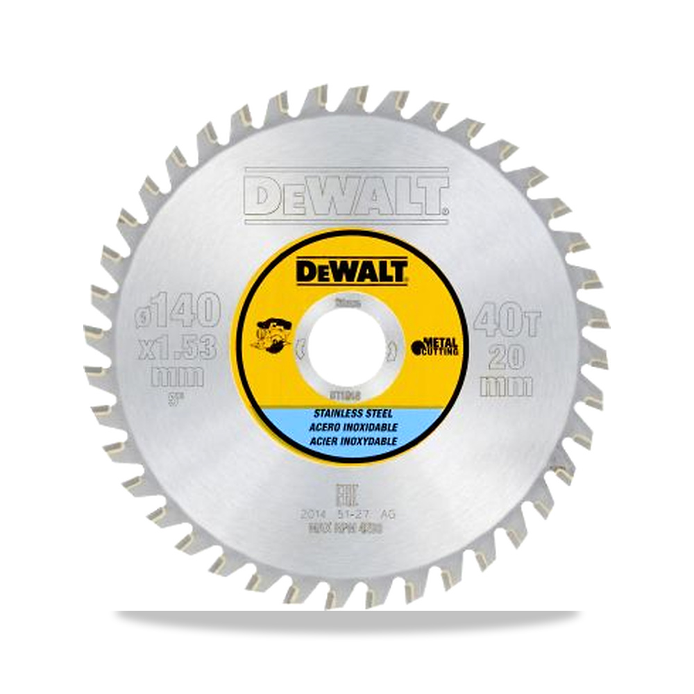 صورة منتج منشار دائري كهربائي ستانلس ستيل مقاوم للصدأ ألومنيوم 140 مم DeWALT موديل DT1918-QZ – 20 مم – نوع الخامة Tungsten Carbide - كود الصنف reemco-2027-0240856 - ماركة يباع من خلال reemco - توريد وتصوير حصري لشركة ريمكو القابضة السعودية