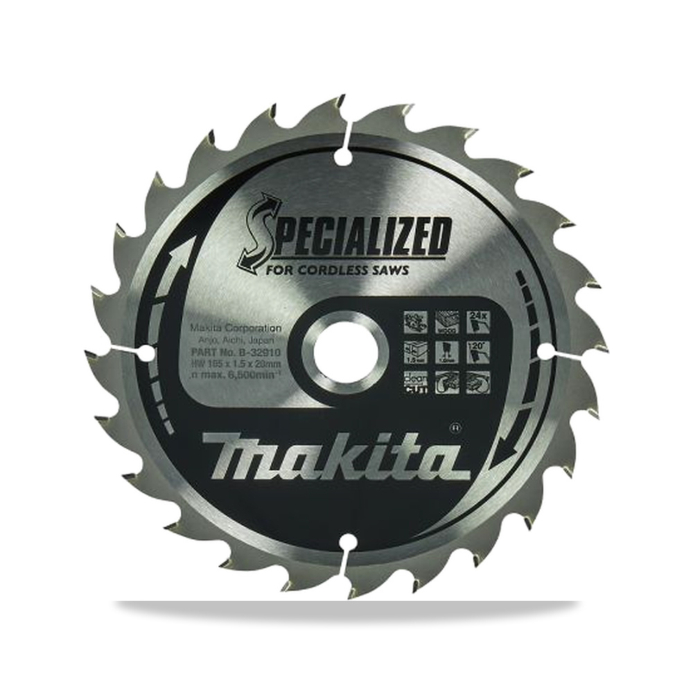 صورة منتج منشار دائري كهربائي خشب شفرة وسلاح قطع 165 مم 20 مم Makita موديل B-32910 – نوع الخامة Tungsten Carbide - كود الصنف reemco-2027-0254256 - ماركة يباع من خلال reemco - توريد وتصوير حصري لشركة ريمكو القابضة السعودية