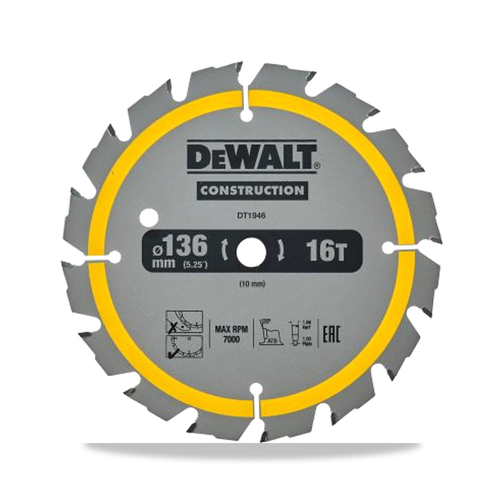 صورة منتج منشار دائري كهربائي شفرة وسلاح قطع 136 مم DeWALT موديل DT1946-QZ – 0.625 بوصة – نوع الخامة Carbide - كود الصنف reemco-2027-0266101 - ماركة يباع من خلال reemco - توريد وتصوير حصري لشركة ريمكو القابضة السعودية
