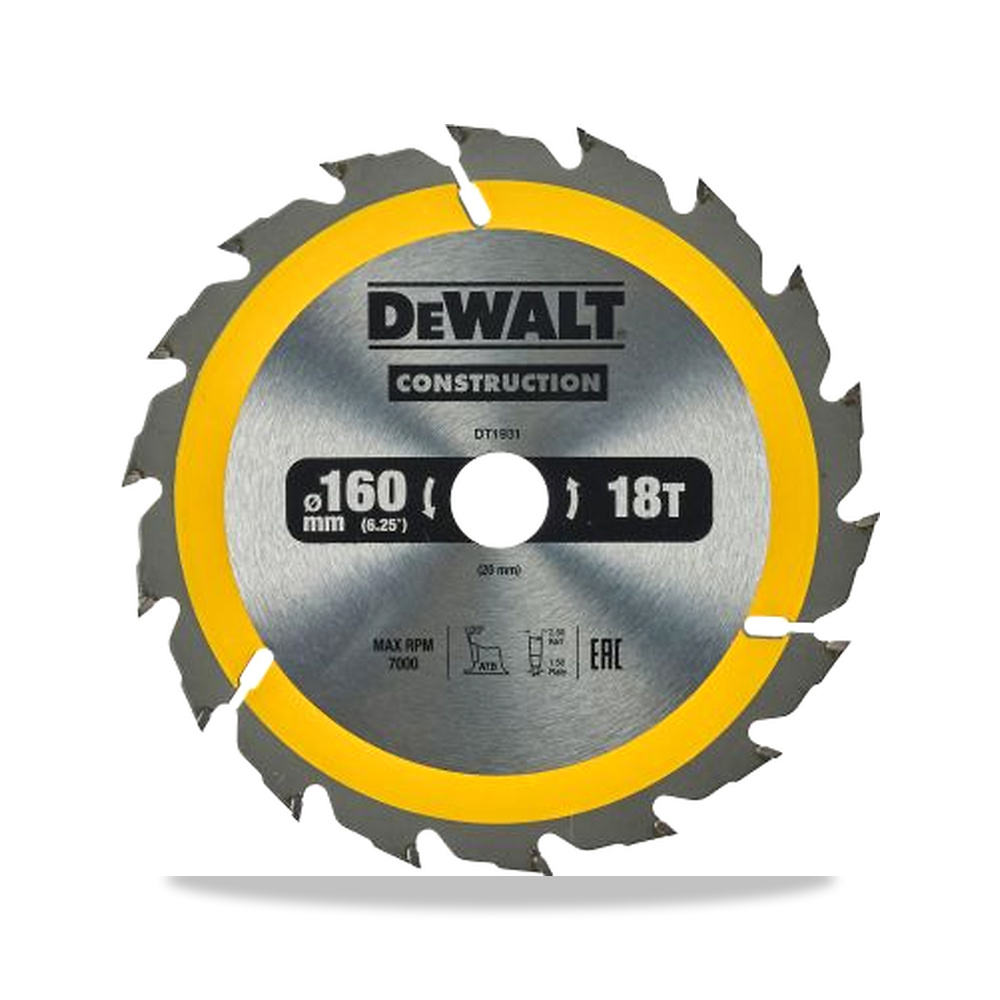 صورة منتج منشار دائري كهربائي شفرة وسلاح قطع 160 مم DeWALT موديل DT1931-QZ – 20 مم – نوع الخامة Carbide - كود الصنف reemco-2027-0266129 - ماركة يباع من خلال reemco - توريد وتصوير حصري لشركة ريمكو القابضة السعودية