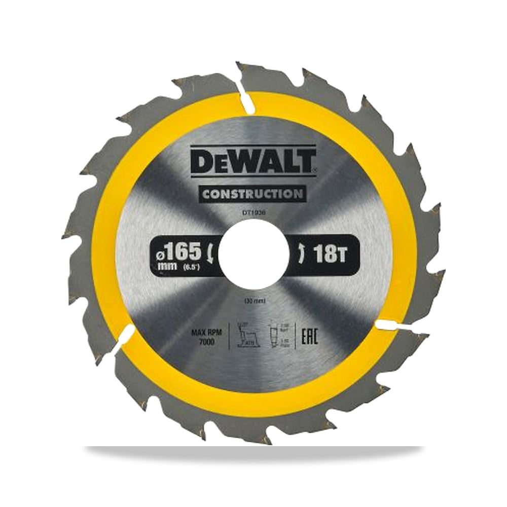 صورة منتج منشار دائري كهربائي شفرة وسلاح قطع 165 مم DeWALT موديل DT1936-QZ – 30 مم – نوع الخامة Carbide - كود الصنف reemco-2027-0266131 - ماركة يباع من خلال reemco - توريد وتصوير حصري لشركة ريمكو القابضة السعودية