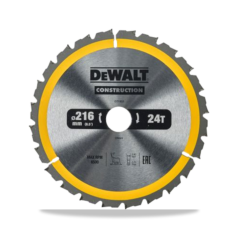 صورة منتج منشار دائري كهربائي شفرة وسلاح قطع 216 مم DeWALT موديل DT1952-QZ – 0.625 بوصة – نوع الخامة Carbide - كود الصنف reemco-2027-0266387 - ماركة يباع من خلال reemco - توريد وتصوير حصري لشركة ريمكو القابضة السعودية