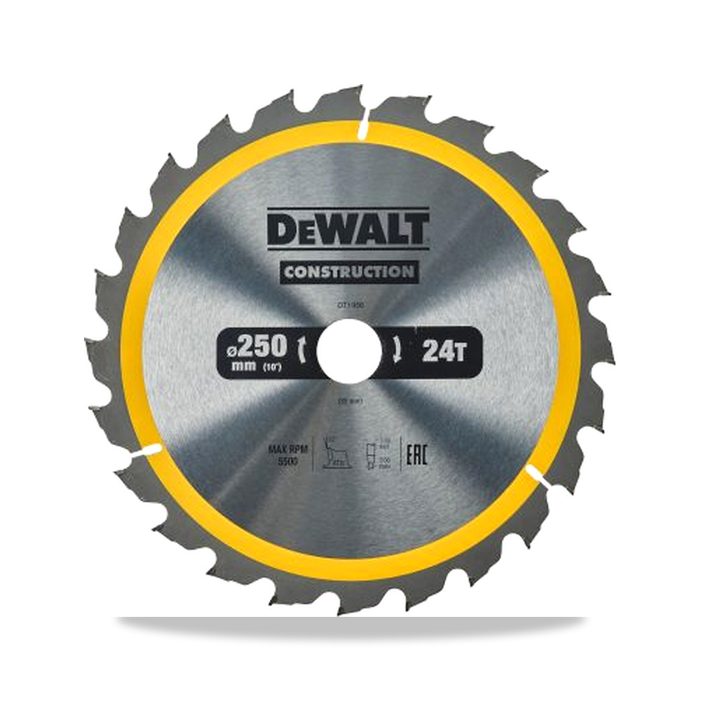 صورة منتج منشار دائري كهربائي شفرة وسلاح قطع 250 مم DeWALT موديل DT1956-QZ – 0.625 بوصة – نوع الخامة Carbide - كود الصنف reemco-2027-0266389 - ماركة يباع من خلال reemco - توريد وتصوير حصري لشركة ريمكو القابضة السعودية