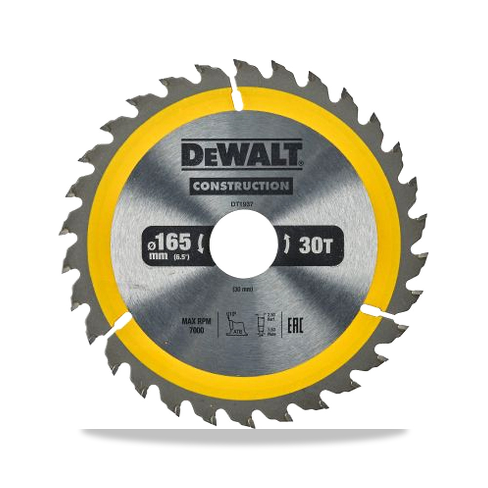 صورة منتج منشار دائري كهربائي خشب شفرة وسلاح قطع 165 مم DeWALT موديل DT1937-QZ – 30 مم – نوع الخامة Carbide - كود الصنف reemco-2027-0266426 - ماركة يباع من خلال reemco - توريد وتصوير حصري لشركة ريمكو القابضة السعودية