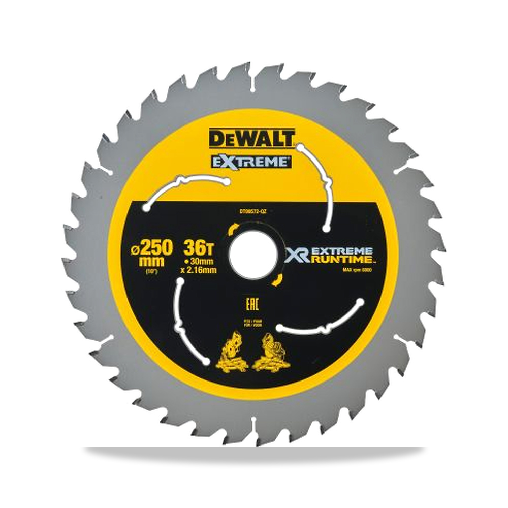 صورة منتج منشار دائري كهربائي شفرة وسلاح قطع 250 مم DeWALT موديل DT99572-QZ – نوع الخامة Carbide - كود الصنف reemco-2027-0266438 - ماركة يباع من خلال reemco - توريد وتصوير حصري لشركة ريمكو القابضة السعودية