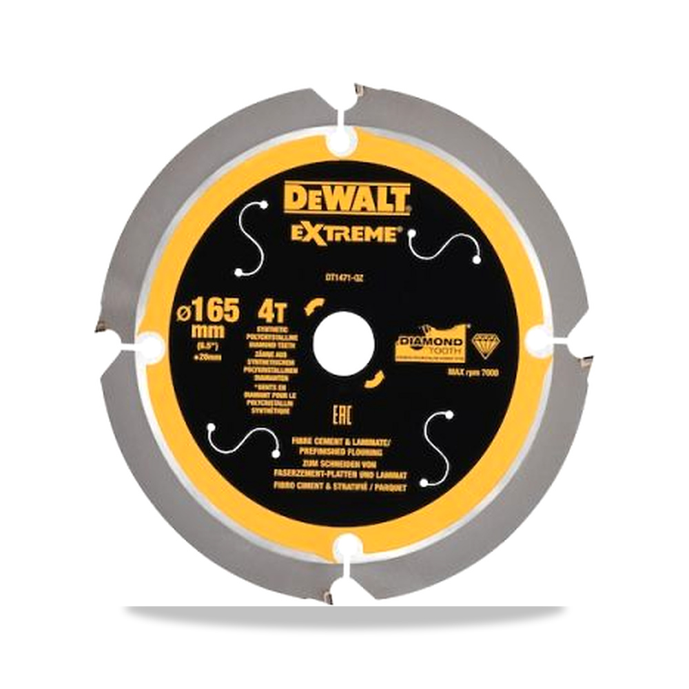 صورة منتج منشار دائري كهربائي شفرة وسلاح قطع 165 مم DeWALT موديل DT1471-QZ – نوع الخامة Polycrystalline Diamond - كود الصنف reemco-2027-0266447 - ماركة يباع من خلال reemco - توريد وتصوير حصري لشركة ريمكو القابضة السعودية