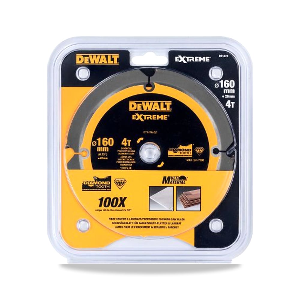 صورة منتج منشار دائري كهربائي شفرة وسلاح قطع 160 مم DeWALT موديل DT1470-QZ – نوع الخامة Polycrystalline Diamond - كود الصنف reemco-2027-0266449 - ماركة يباع من خلال reemco - توريد وتصوير حصري لشركة ريمكو القابضة السعودية