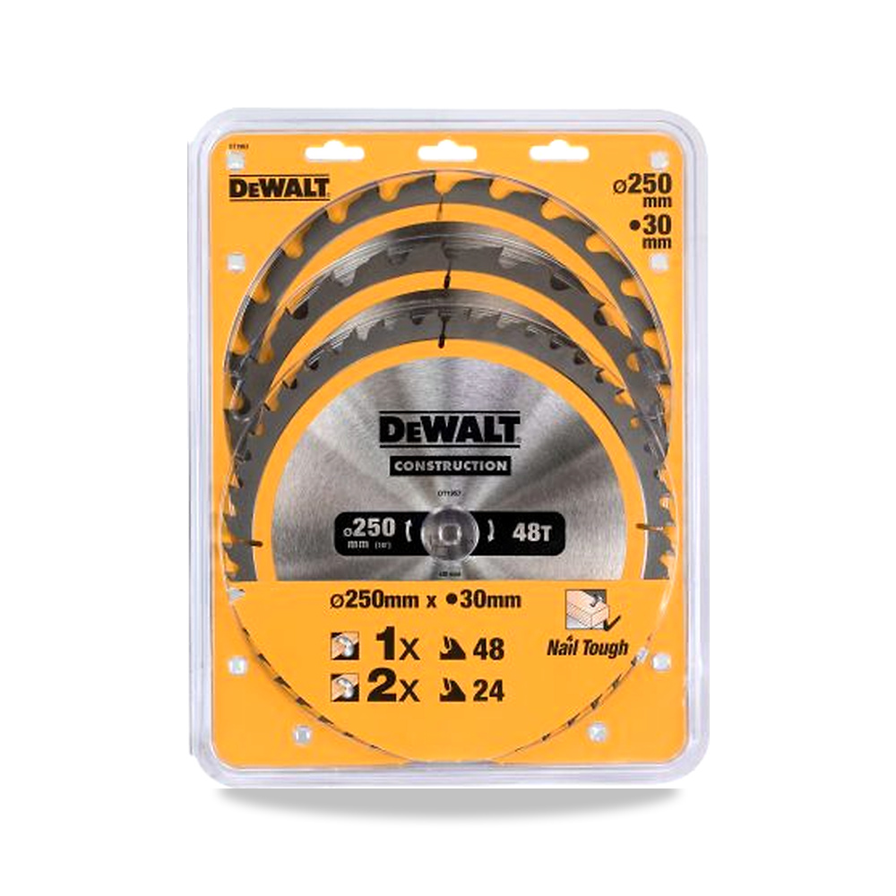 صورة منتج منشار دائري كهربائي شفرة وسلاح قطع 250 مم DeWALT موديل DT1963-QZ – 0.625 بوصة – نوع الخامة Carbide - كود الصنف reemco-2027-0266475 - ماركة يباع من خلال reemco - توريد وتصوير حصري لشركة ريمكو القابضة السعودية
