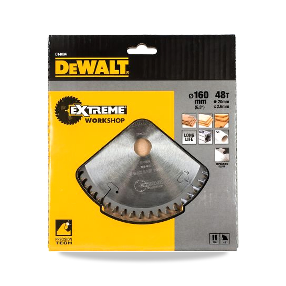 صورة منتج منشار دائري كهربائي خشب شفرة وسلاح قطع 160 مم DeWALT موديل DT4084-QZ – 20 مم – نوع الخامة Carbide - كود الصنف reemco-2027-0266476 - ماركة يباع من خلال reemco - توريد وتصوير حصري لشركة ريمكو القابضة السعودية
