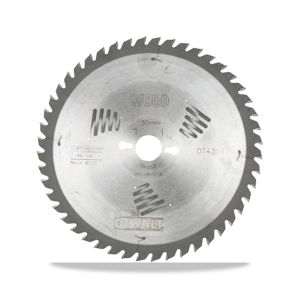 صورة منتج منشار دائري كهربائي خشب شفرة وسلاح قطع 260 مم DeWALT موديل DT4324-QZ – 30 مم – نوع الخامة Carbide - كود الصنف reemco-2027-0266481 - ماركة يباع من خلال reemco - توريد وتصوير حصري لشركة ريمكو القابضة السعودية