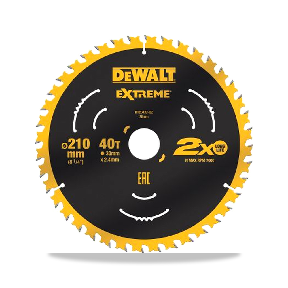 صورة منتج منشار دائري كهربائي شفرة وسلاح قطع 210 مم DeWALT موديل DT20433-QZ – نوع الخامة Carbide - كود الصنف reemco-2027-0266512 - ماركة يباع من خلال reemco - توريد وتصوير حصري لشركة ريمكو القابضة السعودية