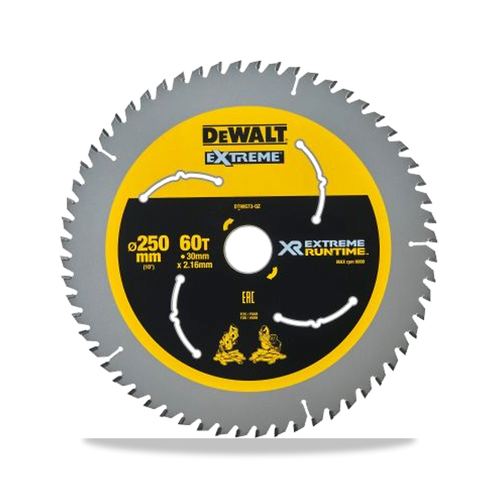 صورة منتج منشار دائري كهربائي شفرة وسلاح قطع 250 مم DeWALT موديل DT99573-QZ – نوع الخامة Carbide - كود الصنف reemco-2027-0266513 - ماركة يباع من خلال reemco - توريد وتصوير حصري لشركة ريمكو القابضة السعودية