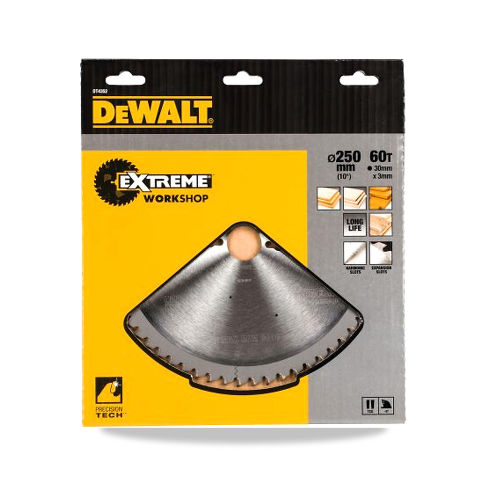 صورة منتج منشار دائري كهربائي خشب شفرة وسلاح قطع 250 مم DeWALT موديل DT4352-QZ – 30 مم – نوع الخامة Carbide - كود الصنف reemco-2027-0266517 - ماركة يباع من خلال reemco - توريد وتصوير حصري لشركة ريمكو القابضة السعودية