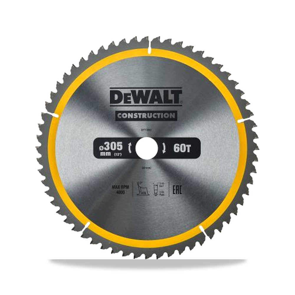 صورة منتج منشار دائري كهربائي خشب شفرة وسلاح قطع 305 مم DeWALT موديل DT1960-QZ – 0.625 بوصة – نوع الخامة Carbide - كود الصنف reemco-2027-0266521 - ماركة يباع من خلال reemco - توريد وتصوير حصري لشركة ريمكو القابضة السعودية