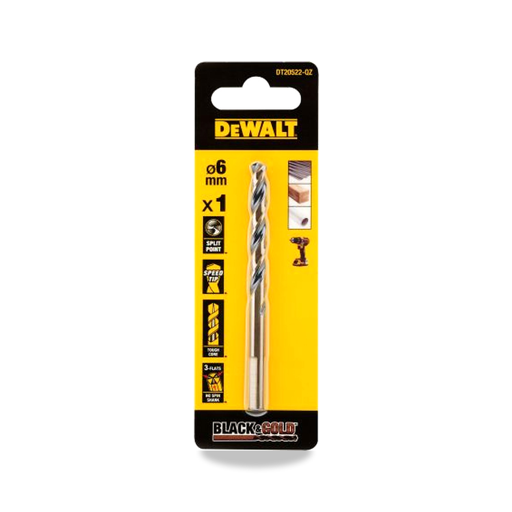 صورة منتج ريشة وبنطة ثقب 6 مم 14.5 سم DeWALT موديل DT20522-QZ – نوع الخامة HSS - كود الصنف reemco-2027-0267220 - ماركة يباع من خلال reemco - توريد وتصوير حصري لشركة ريمكو القابضة السعودية
