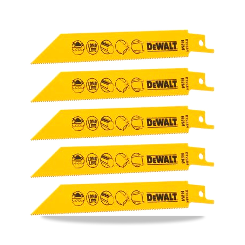 صورة منتج منشار ترددي (منشار سيف) فولاذ كربوني شفرة وسلاح قطع 152 مم 50 مم DeWALT موديل DT2384-QZ – نوع الخامة Bi-Metal Composition Of HCS and HSS - كود الصنف reemco-2027-0267748 - ماركة يباع من خلال reemco - توريد وتصوير حصري لشركة ريمكو القابضة السعودية