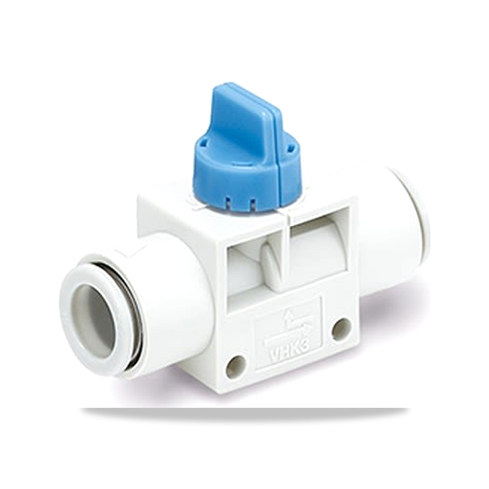 صورة منتج صمام تحكم وتوجيه هوائي نيوماتيك (Pneumatic Control Valve) هوائي نيوماتيك يدوي مقبض كروي هوائي نيوماتيك 2.5 مم 6 مم 8 بار SMC موديل VHK3A-06F-06F – اللون أزرق – نوع الخامة Polybutylene Terephthalate - كود الصنف reemco-2027-0355387 - ماركة يباع من خلال reemco - توريد وتصوير حصري لشركة ريمكو القابضة السعودية