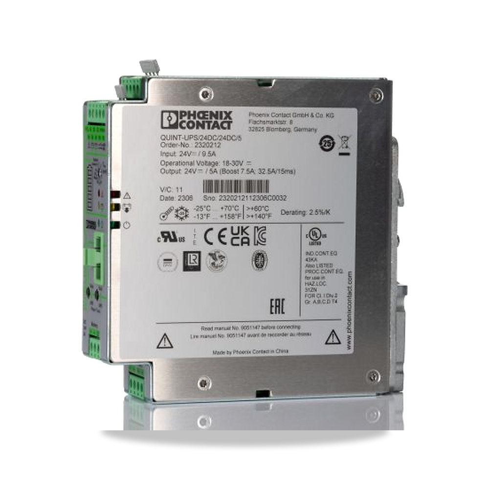صورة منتج مزود طاقة غير منقطع (UPS) 24 فولت 120 واط 5 أمبير Phoenix Contact موديل 2320212 – 24 فولت dc – 24 فولت dc - كود الصنف reemco-2027-0536590 - ماركة يباع من خلال reemco - توريد وتصوير حصري لشركة ريمكو القابضة السعودية