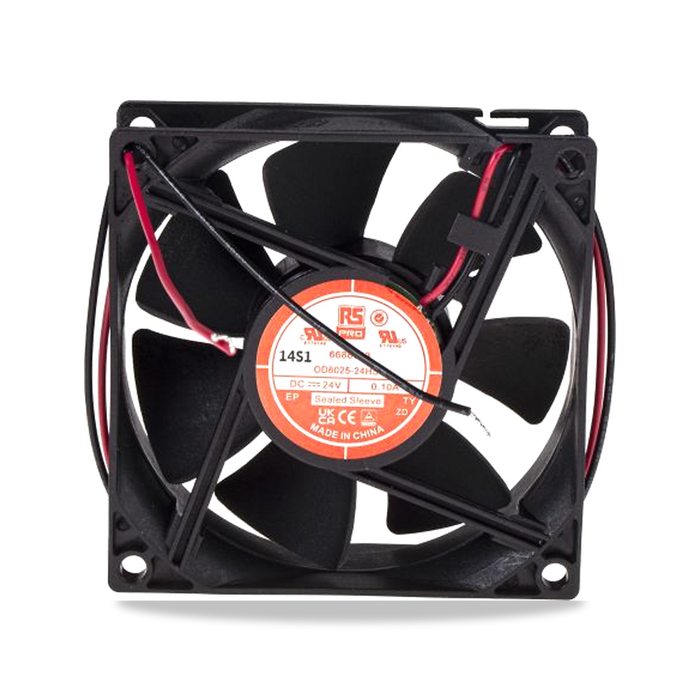 صورة منتج مروحة شفط وتبريد محورية (Axial Fan) 24 فولت 2.4 واط 160 مللي أمبير 80 مم 25 مم RS PRO موديل 668-8833 - كود الصنف reemco-2027-0793411 - ماركة يباع من خلال reemco - توريد وتصوير حصري لشركة ريمكو القابضة السعودية