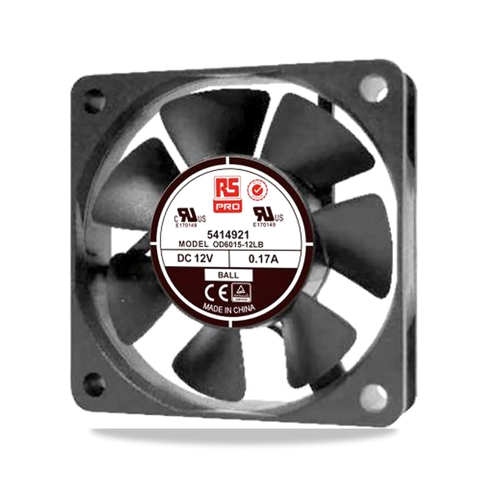 صورة منتج مروحة شفط وتبريد محورية (Axial Fan) 12 فولت 1.1 واط 70 مللي أمبير 60 مم 15 مم RS PRO موديل 541-4921 - كود الصنف reemco-2027-0794478 - ماركة يباع من خلال reemco - توريد وتصوير حصري لشركة ريمكو القابضة السعودية