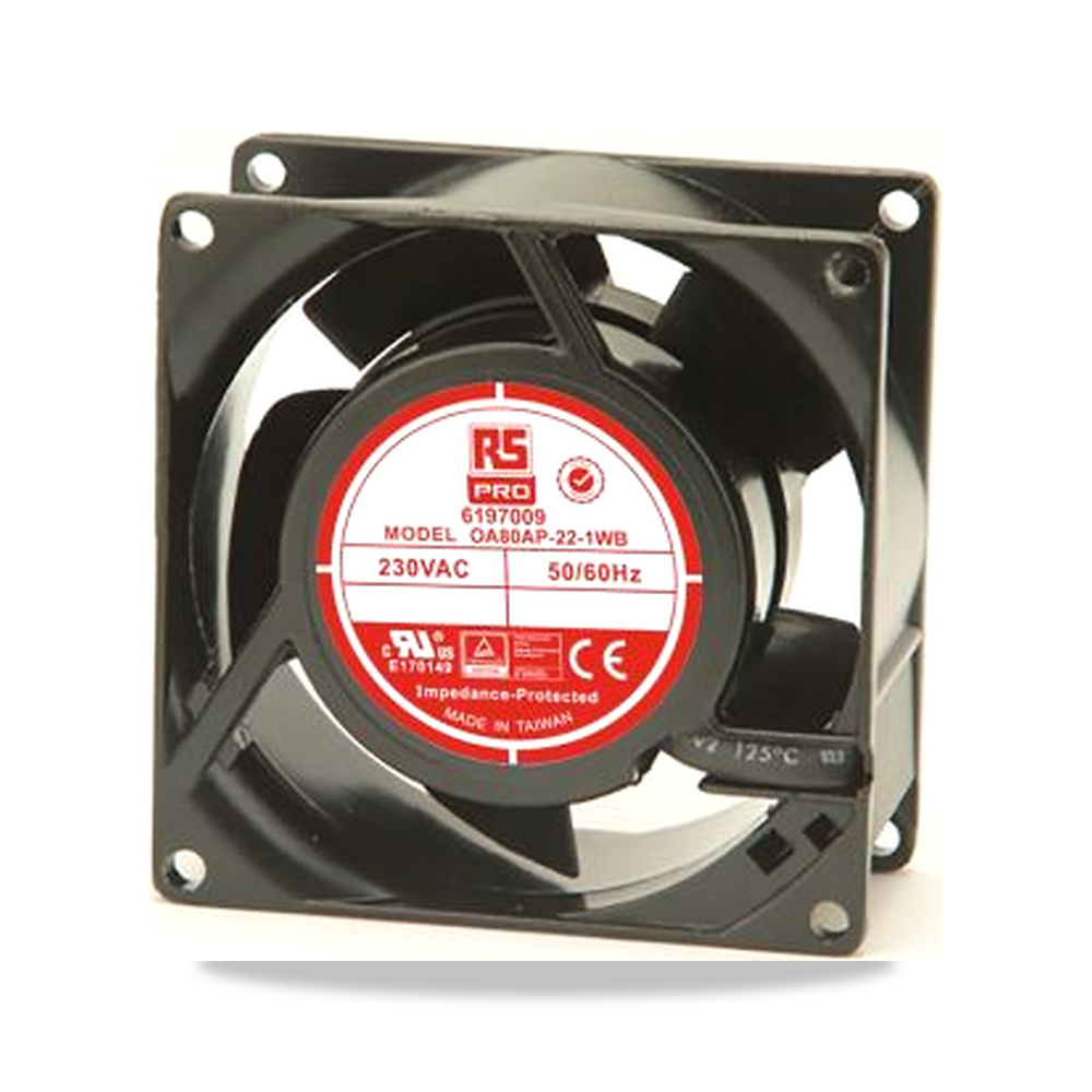 صورة منتج مروحة شفط وتبريد محورية (Axial Fan) 230 فولت 12 واط 60 مللي أمبير 80 مم 38 مم RS PRO موديل 619-7009 - كود الصنف reemco-2027-0794699 - ماركة يباع من خلال reemco - توريد وتصوير حصري لشركة ريمكو القابضة السعودية