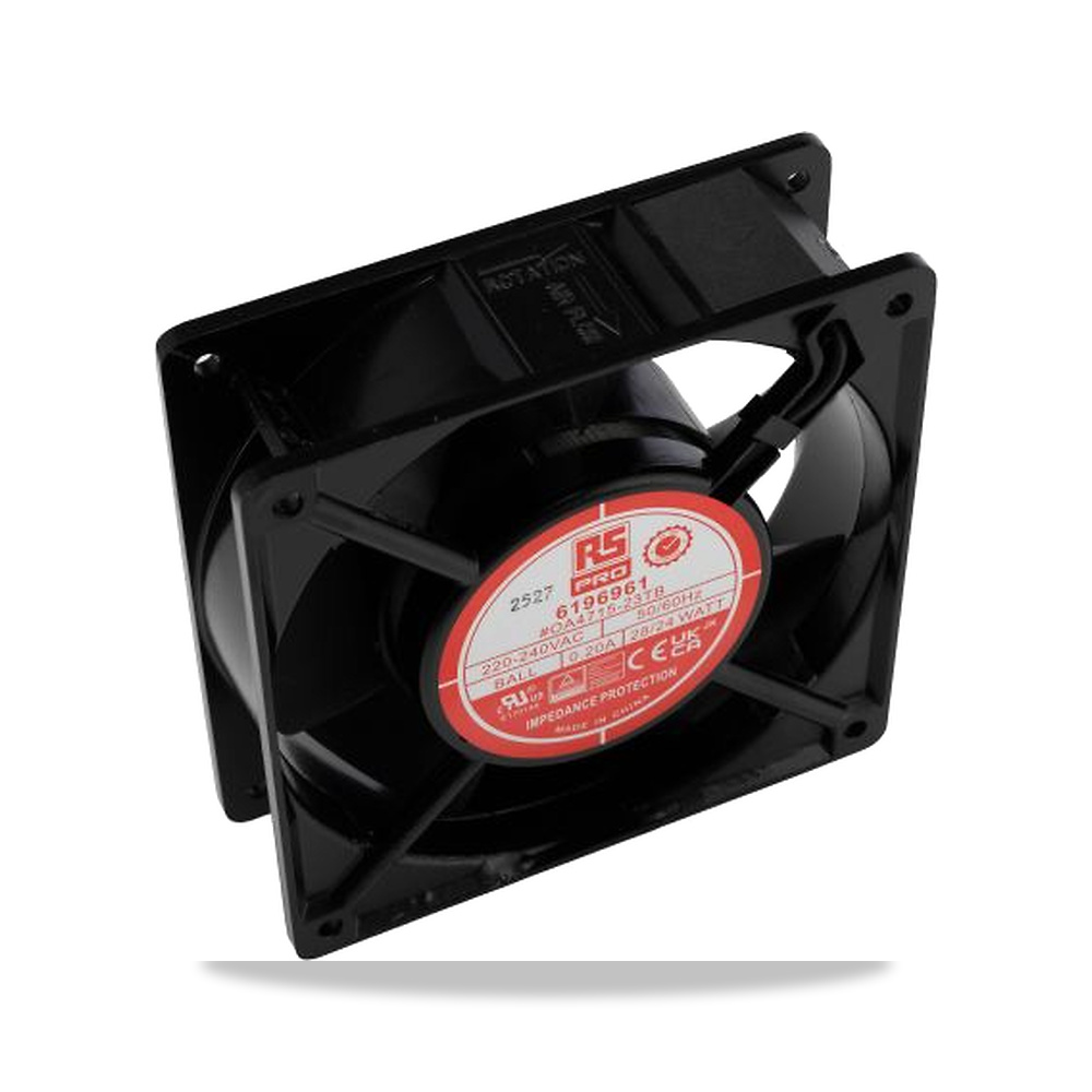 صورة منتج مروحة شفط وتبريد محورية (Axial Fan) 230 فولت 24 واط 230 مللي أمبير 120 مم 38 مم RS PRO موديل 619-6961 - كود الصنف reemco-2027-0795398 - ماركة يباع من خلال reemco - توريد وتصوير حصري لشركة ريمكو القابضة السعودية