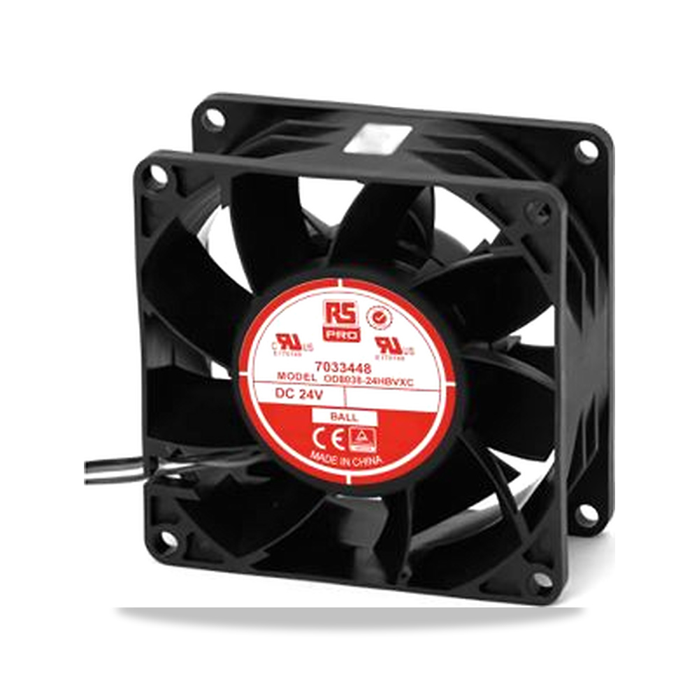 صورة منتج مروحة شفط وتبريد محورية (Axial Fan) 24 فولت 13 واط 500 مللي أمبير 80 مم 38 مم RS PRO موديل 703-3448 - كود الصنف reemco-2027-0796091 - ماركة يباع من خلال reemco - توريد وتصوير حصري لشركة ريمكو القابضة السعودية