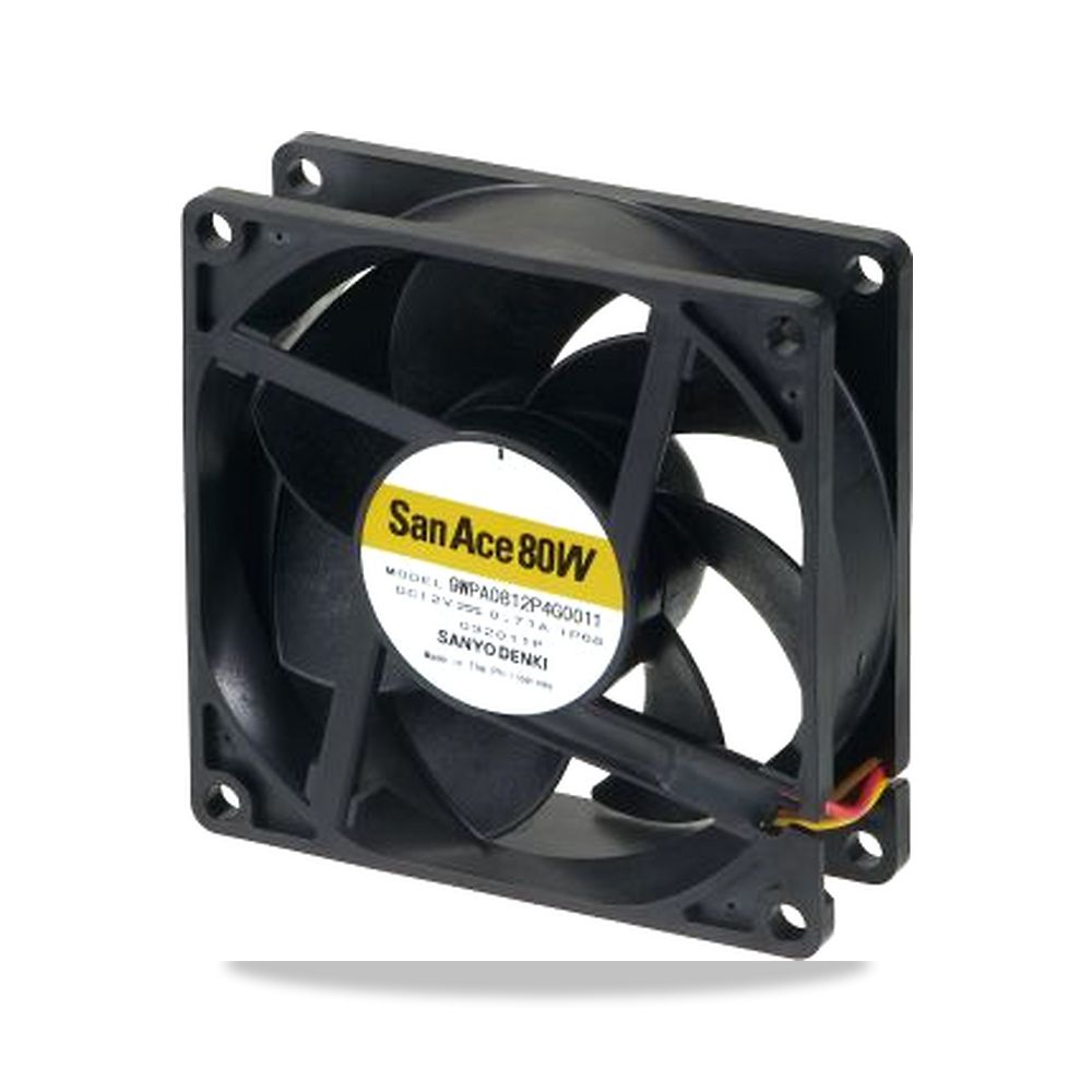 صورة منتج مروحة شفط وتبريد محورية (Axial Fan) 24 فولت 8.64 واط 360 مللي أمبير 80 مم 25 مم Sanyo Denki موديل 9WPA0824P4G001 - كود الصنف reemco-2027-0861845 - ماركة يباع من خلال reemco - توريد وتصوير حصري لشركة ريمكو القابضة السعودية