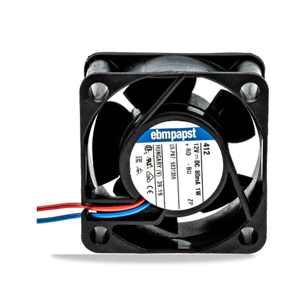 صورة منتج مروحة شفط وتبريد محورية (Axial Fan) رمان بلي ومحمل دوران 12 فولت 67 مللي أمبير 40 مم 20 مم ebm-papst موديل 412 - كود الصنف reemco-2027-0888561 - ماركة يباع من خلال reemco - توريد وتصوير حصري لشركة ريمكو القابضة السعودية