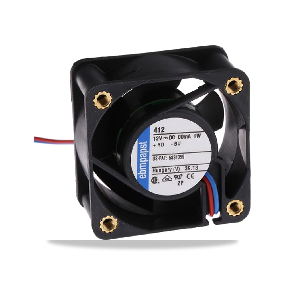 صورة منتج مروحة شفط وتبريد محورية (Axial Fan) قابس وفيش ذكر 12 فولت 75 مللي أمبير 40 مم 20 مم IP20 ebm-papst موديل 412-RS0 - كود الصنف reemco-2027-0890711 - ماركة يباع من خلال reemco - توريد وتصوير حصري لشركة ريمكو القابضة السعودية