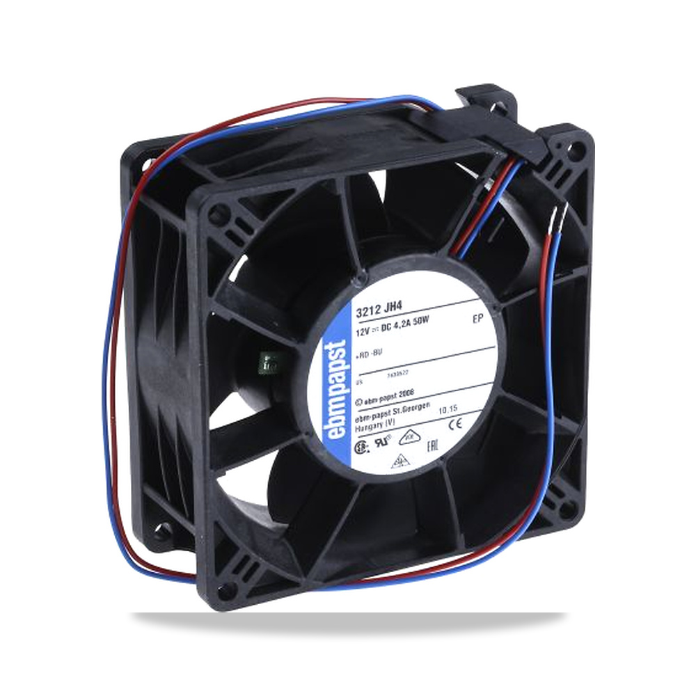 صورة منتج مروحة شفط وتبريد محورية (Axial Fan) 12 فولت 50 واط 92 مم 38 مم IP68 ebm-papst موديل 3212JH4 - كود الصنف reemco-2027-0912124 - ماركة يباع من خلال reemco - توريد وتصوير حصري لشركة ريمكو القابضة السعودية