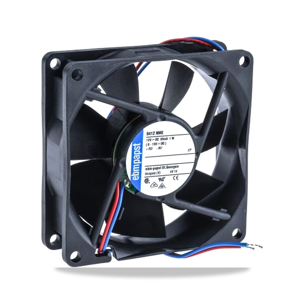 صورة منتج مروحة شفط وتبريد محورية (Axial Fan) 12 فولت 1 واط 80 مم 25 مم IP68 ebm-papst موديل 8412NME - كود الصنف reemco-2027-0914748 - ماركة يباع من خلال reemco - توريد وتصوير حصري لشركة ريمكو القابضة السعودية