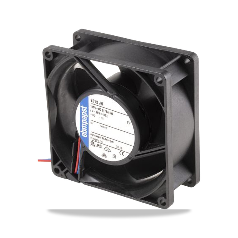 صورة منتج مروحة شفط وتبريد محورية (Axial Fan) 12 فولت 9 واط 750 مللي أمبير 92 مم 38 مم ebm-papst موديل 3212JH - كود الصنف reemco-2027-0918870 - ماركة يباع من خلال reemco - توريد وتصوير حصري لشركة ريمكو القابضة السعودية
