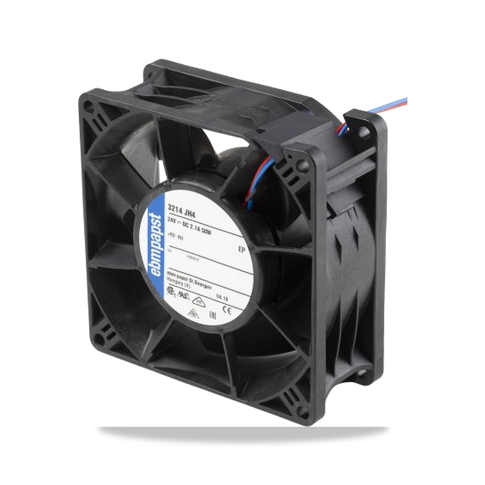 صورة منتج مروحة شفط وتبريد محورية (Axial Fan) 24 فولت 50 واط 92 مم 38 مم IP68 ebm-papst موديل 3214JH4 - كود الصنف reemco-2027-0922585 - ماركة يباع من خلال reemco - توريد وتصوير حصري لشركة ريمكو القابضة السعودية
