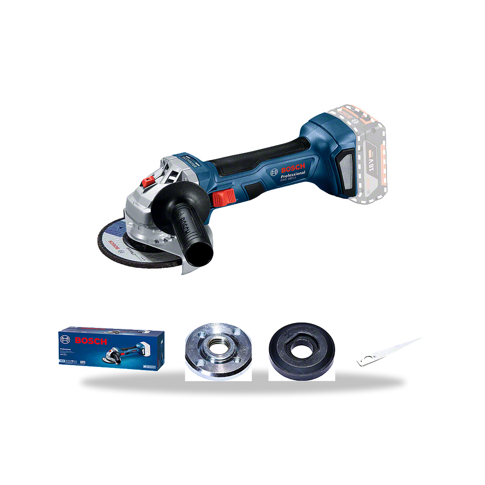 صورة منتج صاروخ جلخ وقص زاوية لاسلكي 18.0 فولت 125 مم 22.23 مم بوش بروفيشنال (Bosch Professional) موديل PRO GWS 180-LI - كود الصنف reemco-2027-1141258 - ماركة يباع من خلال reemco - توريد وتصوير حصري لشركة ريمكو القابضة السعودية